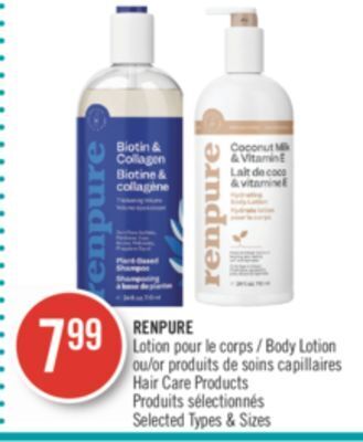 Pharmaprix Renpure body lotion or hair care products offer