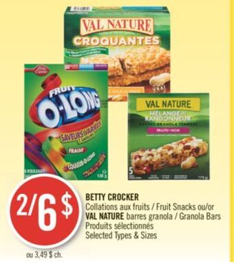 Pharmaprix Betty crocker fruit snacks or val nature granola bars offer