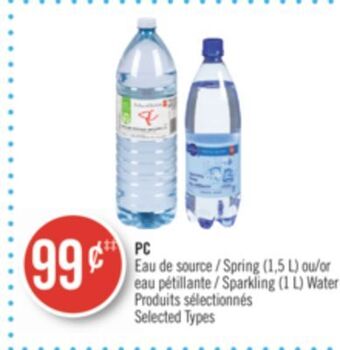 Pharmaprix Pc spring (1,5 l) or sparkling (1 l) water offer