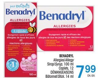 Uniprix Benadryl allergies/allergy, démangeaisons bâtonnet/stick offer