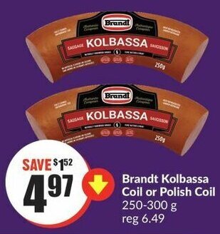 FreshCo Brandt Kolbassa Coil or Polish Coil 250-300g offer
