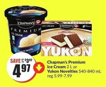 FreshCo Chapman's Premium Ice Cream 2 L or Yukon Novelties offer