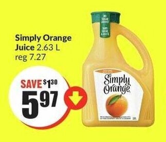 FreshCo Simply Orange Juice 2.63 L offer
