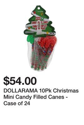 Dollarama Dollarama 10pk christmas mini candy filled canes - case of 24 offer
