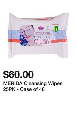 Dollarama Merida cleansing wipes 25pk - case of 48 offer