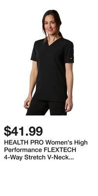 Mark's Health pro women's high performance flextech 4-way stretch v-neck scrub top - black tuxedo offer