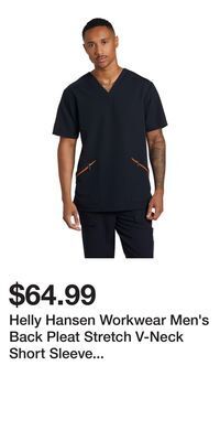 Mark's Helly hansen workwear men's back pleat stretch v-neck short sleeve scrub to offer
