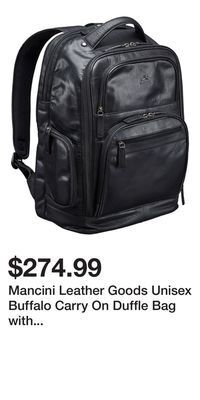 Mark's Mancini leather goods unisex buffalo carry on duffle bag with laptop compartment black offer