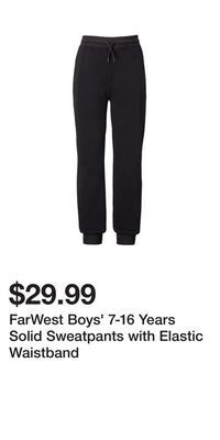 Mark's Farwest boys' 7-16 years solid sweatpants with elastic waistband offer