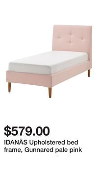 IKEA Idanäs upholstered bed frame, gunnared pale pink offer