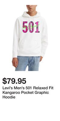 Mark's Levi's men's 501 relaxed fit kangaroo pocket graphic hoodie offer