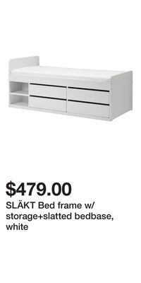 IKEA Släkt bed frame w/storage+slatted bedbase, white offer