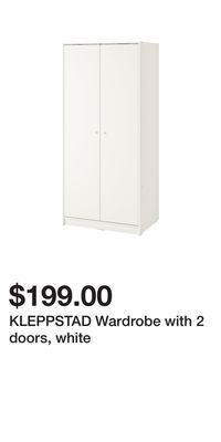 IKEA Kleppstad wardrobe with 2 doors, white offer