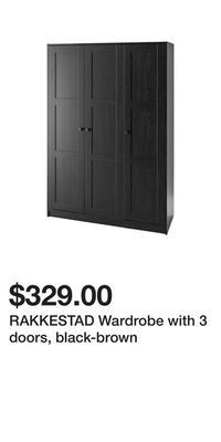 IKEA Rakkestad wardrobe with 3 doors, black-brown offer