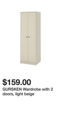 IKEA Gursken wardrobe with 2 doors, light beige offer