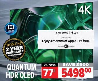 2001 Audio Video Samsung 77 qd oled 4k quantum dot tv offer