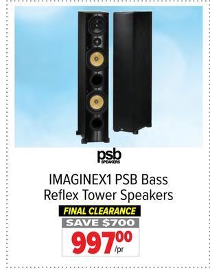 2001 Audio Video Psb bass reflex tower speakers offer
