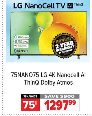 2001 Audio Video Lg 75 4k nanocell ai thinq dolby atmos offer