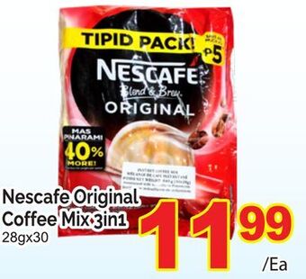 T&T Supermarket Nescafe original coffee mix 3in1, 28gx30 offer