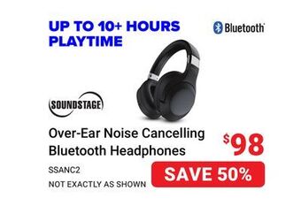 Visions Electronics Soundstage over-ear noise cancelling bluetooth headphones offer