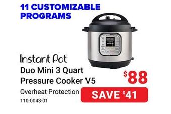 Visions Electronics Instant pot duo mini 3 quart pressure cooker v5 offer