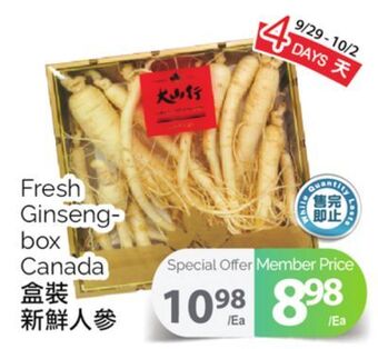 T&T Supermarket Fresh ginseng-box offer