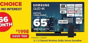 Visions Electronics Samsung 5.1.2 channel wireless dolby atmos soundbar offer