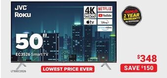 Visions Electronics Jvc 50 uhd dled smart roku tv (lt50ec3526) offer