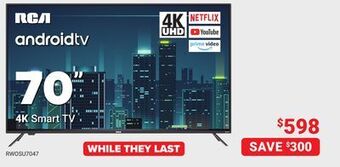 Visions Electronics Rca android tv 4k smart tv 70 offer