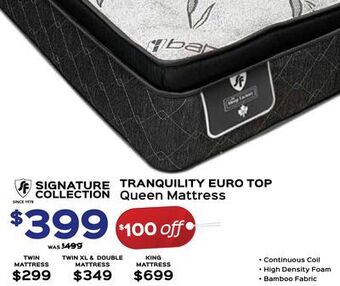 The Sleep Factory Signature collection tranquility euro top queen mattress offer