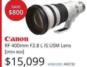 Vistek Canon rf 400mm f2.8 l is usm lens offer