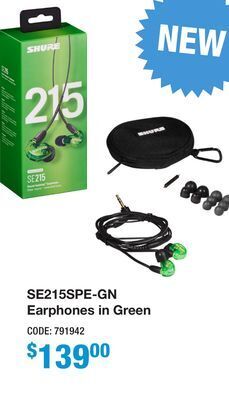 Long & McQuade Shure se215 special edition sound isolating earphones - green offer