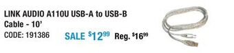 Long & McQuade Link audio a110u usb-a to usb-b cable - 10' offer