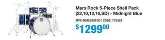Long & McQuade Mapex mars rock 5-piece shell pack (22,10,12,16,sd) - midnight blue offer