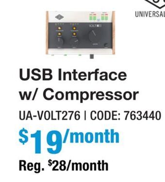 Long & McQuade Universal audio volt 276 usb interface with compressor offer