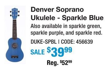 Long & McQuade Denver soprano ukulele - sparkle blue offer