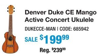 Long & McQuade Denver duke ce mango active concert ukulele offer