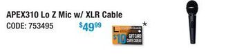 Long & McQuade Apex apex310 lo z mic w/xlr cable offer