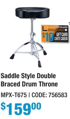 Long & McQuade Mapex saddle style double braced drum throne offer
