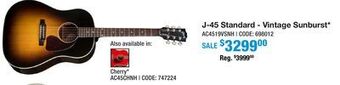 Long & McQuade Gibson j-45 standard vintage sunburst offer