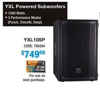 Long & McQuade Yorkville yxl10sp 10 1000w compact powered subwoofer offer