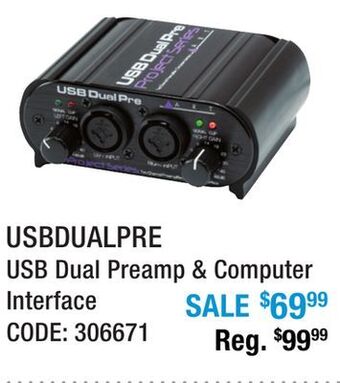 Long & McQuade Art pro audio usb dual preamp & computer interface offer