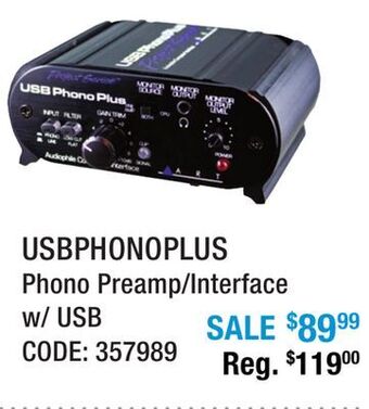 Long & McQuade Art pro audio phono preamp/interface w/ usb offer