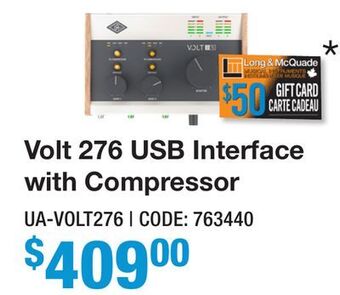 Long & McQuade Universal audio volt 276 usb interface with compressor offer