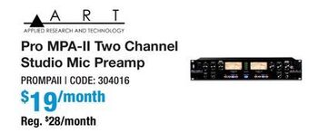Long & McQuade Art pro audio pro mpa-ii two channel studio mic preamp offer