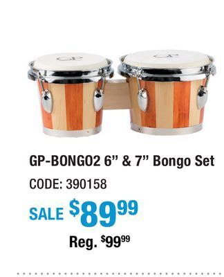 Long & McQuade Granite percussion 6 & 7 bongo set - natural finish offer