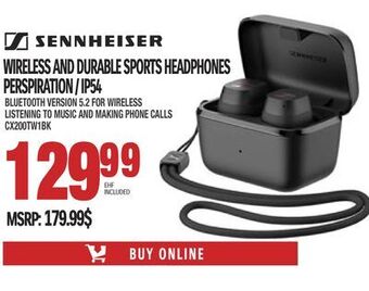 Centre Hi-Fi Sennheiser wireless and durable sports headphones perspiration / ip54 offer