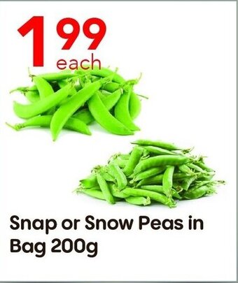 Lucky Supermarket Snap or Snow Peas in Bag 200g offer