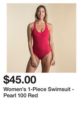 Decathlon Women's 1-piece swimsuit - pearl 100 red offer