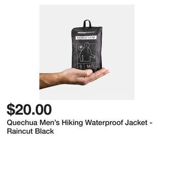 Decathlon Quechua men's hiking waterproof jacket - raincut black offer